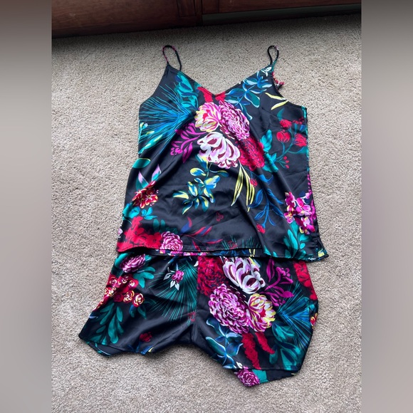 Stars Above Black and Red Pajama Set with Satin Finish - Picture 1 of 2